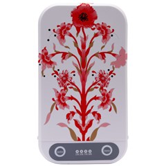 A Drawing Of A Red Flower And Leaves On A White Background Sterilizers by catchydesignhill