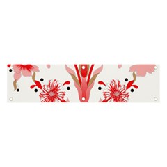 A Drawing Of A Red Flower And Leaves On A White Background Banner And Sign 4  X 1  by catchydesignhill