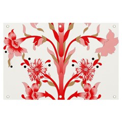 A Drawing Of A Red Flower And Leaves On A White Background Banner And Sign 6  X 4  by catchydesignhill