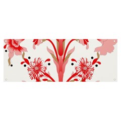 A Drawing Of A Red Flower And Leaves On A White Background Banner And Sign 8  X 3  by catchydesignhill