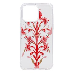 A Drawing Of A Red Flower And Leaves On A White Background Iphone 14 Pro Max Tpu Uv Print Case by catchydesignhill