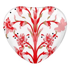 A Drawing Of A Red Flower And Leaves On A White Background Heart Glass Fridge Magnet (4 Pack) by catchydesignhill