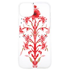 A Drawing Of A Red Flower And Leaves On A White Background Iphone 15 Pro Tpu Uv Print Case by catchydesignhill