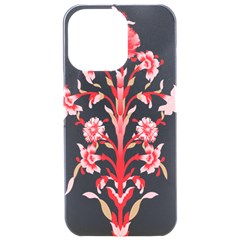 A Drawing Of A Red Flower And Leaves On A White Background Iphone 15 Pro Max Black Uv Print Pc Hardshell Case by catchydesignhill