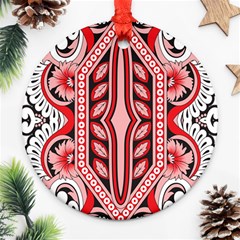 A Design Of A Red And White Pattern Ornament (round) by catchydesignhill