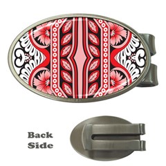 A Design Of A Red And White Pattern Money Clips (oval)  by catchydesignhill