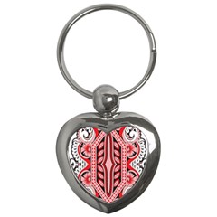 A Design Of A Red And White Pattern Key Chain (heart) by catchydesignhill