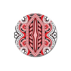 A Design Of A Red And White Pattern Magnet 3  (round) by catchydesignhill