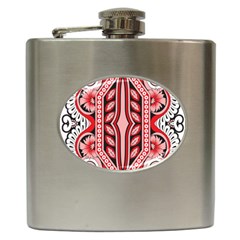 A Design Of A Red And White Pattern Hip Flask (6 Oz) by catchydesignhill