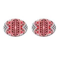 A Design Of A Red And White Pattern Cufflinks (oval) by catchydesignhill