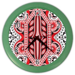 A Design Of A Red And White Pattern Color Wall Clock by catchydesignhill