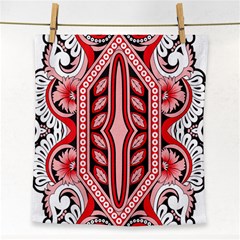 A Design Of A Red And White Pattern Face Towel by catchydesignhill