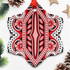 A Design Of A Red And White Pattern Ornament (snowflake)