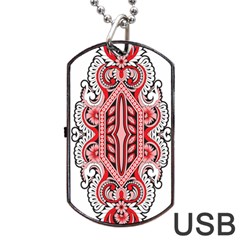 A Design Of A Red And White Pattern Dog Tag Usb Flash (one Side) by catchydesignhill