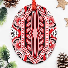 A Design Of A Red And White Pattern Ornament (oval Filigree)