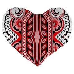 A Design Of A Red And White Pattern Large 19  Premium Flano Heart Shape Cushions by catchydesignhill