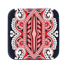 A Design Of A Red And White Pattern Square Metal Box (black) by catchydesignhill