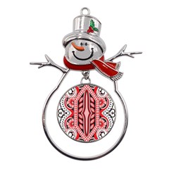 A Design Of A Red And White Pattern Metal Snowman Ornament by catchydesignhill