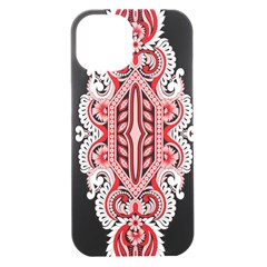 A Design Of A Red And White Pattern Iphone 15 Plus Black Uv Print Pc Hardshell Case by catchydesignhill