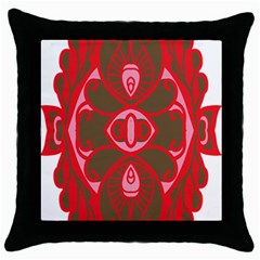 A Red And Brown Design On A White Background Throw Pillow Case (black) by catchydesignhill