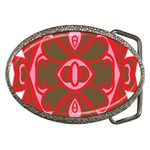 A Red And Brown Design On A White Background Belt Buckles Front