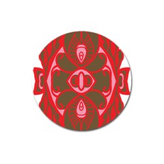 A Red And Brown Design On A White Background Magnet 3  (round) by catchydesignhill