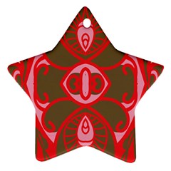 A Red And Brown Design On A White Background Star Ornament (two Sides)