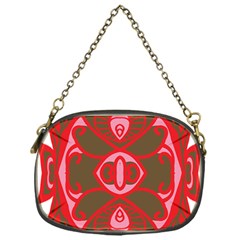 A Red And Brown Design On A White Background Chain Purse (one Side) by catchydesignhill