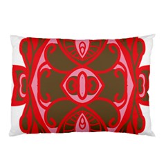 A Red And Brown Design On A White Background Pillow Case by catchydesignhill