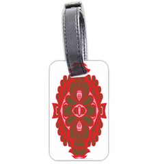 A Red And Brown Design On A White Background Luggage Tag (one Side) by catchydesignhill