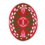 A Red And Brown Design On A White Background Ornament (Oval Filigree) Front