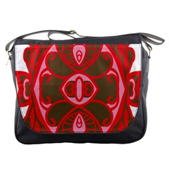 A Red And Brown Design On A White Background Messenger Bag by catchydesignhill