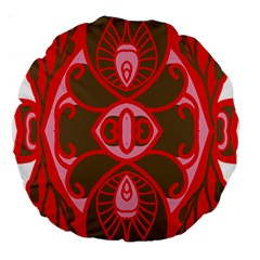 A Red And Brown Design On A White Background Large 18  Premium Round Cushions by catchydesignhill