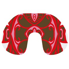 A Red And Brown Design On A White Background Travel Neck Pillow by catchydesignhill