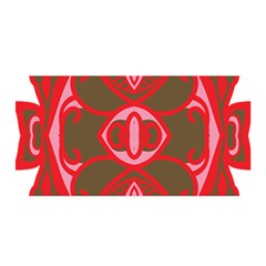 A Red And Brown Design On A White Background Satin Wrap 35  X 70  by catchydesignhill