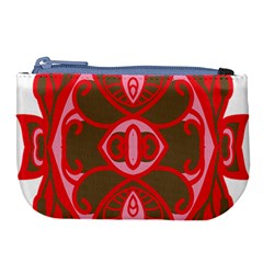 A Red And Brown Design On A White Background Large Coin Purse by catchydesignhill