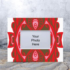 A Red And Brown Design On A White Background White Tabletop Photo Frame 4 x6  by catchydesignhill