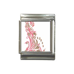 A Drawing Of A Bird With Flowers On It Italian Charm (13mm) by catchydesignhill