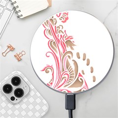 A Drawing Of A Bird With Flowers On It Wireless Fast Charger(white) by catchydesignhill