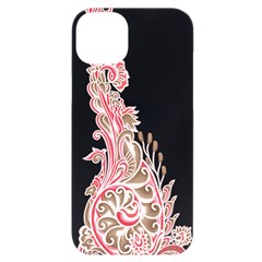 A Drawing Of A Bird With Flowers On It Iphone 14 Plus Black Uv Print Case by catchydesignhill