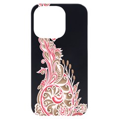 A Drawing Of A Bird With Flowers On It Iphone 14 Pro Black Uv Print Case by catchydesignhill