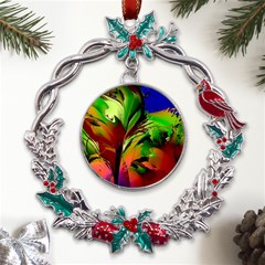 Splash Metal X mas Wreath Holly Leaf Ornament