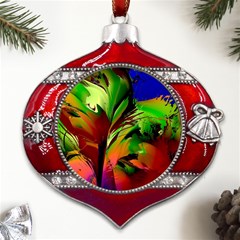 Splash Metal Snowflake And Bell Red Ornament by geonetique