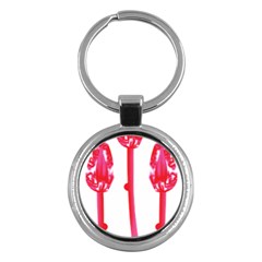 Three Pink Flowers With A Black Background Key Chain (round) by catchydesignhill