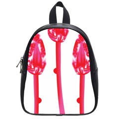 Three Pink Flowers With A Black Background School Bag (small) by catchydesignhill