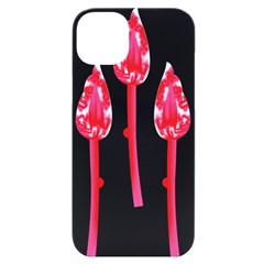 Three Pink Flowers With A Black Background Iphone 14 Plus Black Uv Print Case by catchydesignhill