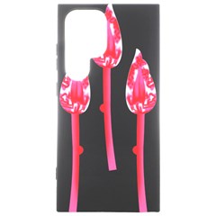 Three Pink Flowers With A Black Background Samsung Galaxy S24 Ultra 6 9 Inch Black Tpu Uv Case by catchydesignhill