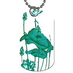 A Painting Of A Flower And A Fish On A Black Background Dog Tag (two Sides) by catchydesignhill