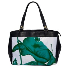 A Painting Of A Flower And A Fish On A Black Background Oversize Office Handbag by catchydesignhill