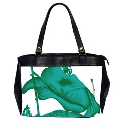 A Painting Of A Flower And A Fish On A Black Background Oversize Office Handbag (2 Sides) by catchydesignhill